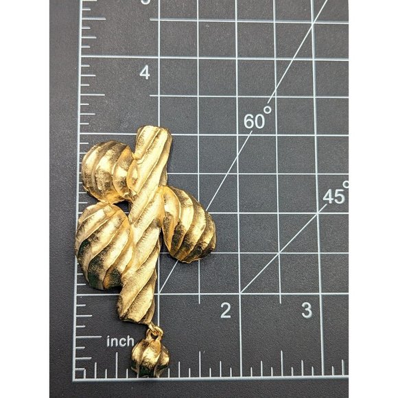 GIVENCHY Signed Statement Textured Gold Tone Dangling Charm Vintage Pin Brooch - Picture 3 of 9
